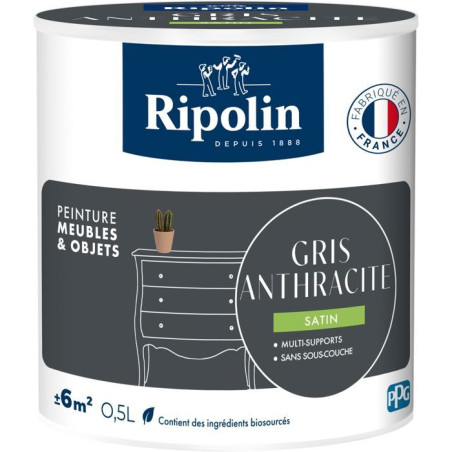 Peinture meuble et objet - Gris anthracite - Satiné - Ripolin - 0,5L