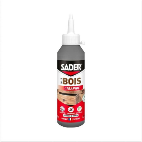 Colle bois - SADER - Prise rapide 2 min - Tous bois - Intérieur - Transparente apres séchage - Biberon 250 g