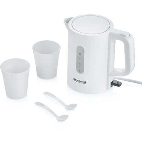 Bouilloire de voyage 0,5 L - SEVERIN - WK3462 - Sans BPA - 1 100 W - bouilloire électrique livrée avec 2 tasses + 2 cuilleres,