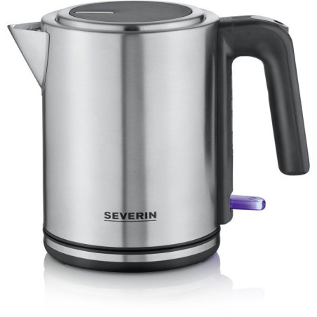 Bouilloire 1L compacte a ouverture extra large - SEVERIN - WK 3489- 2 400 W, Socle 360°, Filtre anticalcair, Noir/inox