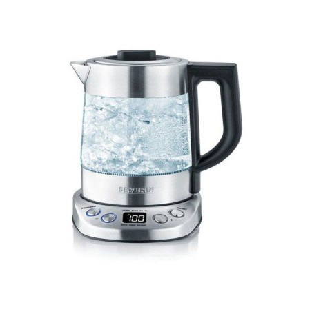 Bouilloire Eau et Thé 1L - SEVERIN - WK3473 - 2 200W - 5 Programmes d'Infusion - Température et Temps Réglables - Verre/Inox