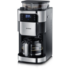Cafetiere filtre avec broyeur intégré - SEVERIN - KA4813 - Machine a café écran tactile - verseuse 10 tasses - Noir/Inox