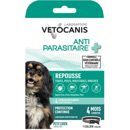 Collier antiparasitaire - VETOCANIS - Petit chien - 35 cm - Anti-puces - Anti-tiques