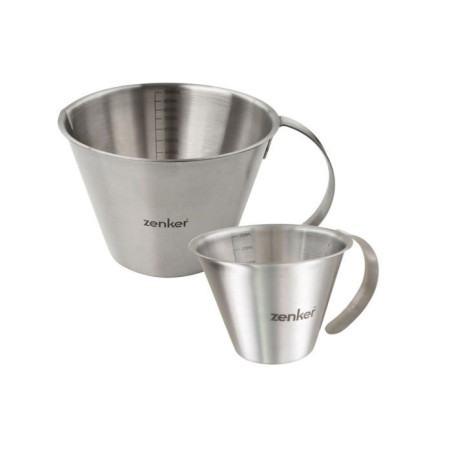 Set de 2 verres doseurs gradués - ZENKER - Inox - 250 ml et 1 litre