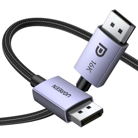 UGREEN Câble DisplayPort 2.1 Certifié VESA Câble DP vers DP 2.1 Supporte 16K 30Hz 8K 60Hz 4K 240Hz 40Gbps HDR HDCP 3D HDR Nylon