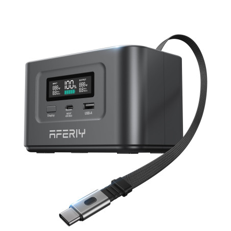 AFERIY Generateur Electrique Portable 100W, 99.2Wh/31000mAh, Charge Rapide Dual USB-C PD3.0, Charge Solaire, Protection Sécurité