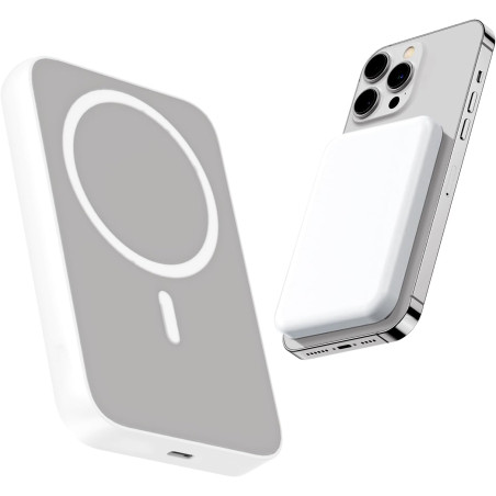Batterie Externe Magnétique,5000mAh Magnetic Powerbank,PD20w Fonction de Charge Rapide sans Fil Chargeu, Recharge Rapide Portabl