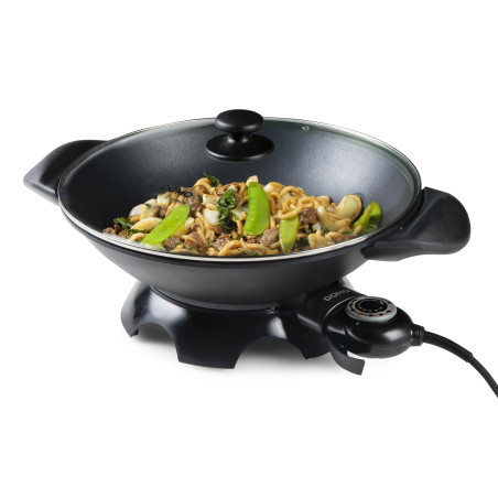 DOMO DO8708W Wok électrique - Couvercle en verre inclus - 5 L - 2200 W - Noir