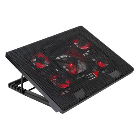 Mars Gaming MNBC2 - Base de Jeu de Refroidissement pour Ordinateurs Portables jusqu'à 17.35 '(5 Ventilateurs ultrasilents, éclai