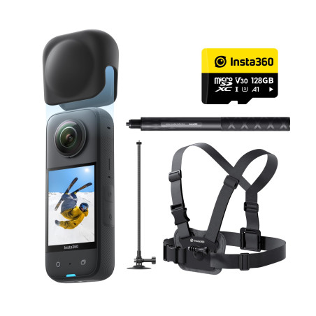 Insta360 X3 Snow Bundle - Caméra d'action étanche à 360° avec capteur 1/2", 5,7K 360°, Photos 72MP 360°, stabilisation, écran Ta