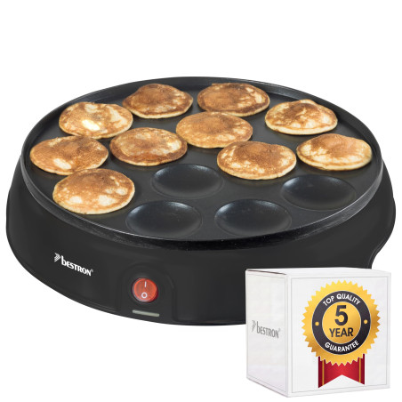 Bestron Électrique Appareil à Poffertjes (Profiteroles) au Design Rétro, Mini Crêpier avec Revêtement Anti-Adhésif, Sweet Dreams