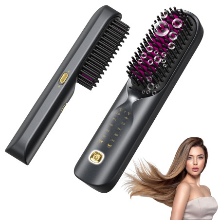Bopcal Brosse Lissante pour Cheveux 10000mAh - 3 in 1 Brosse Lissante Sans Fil