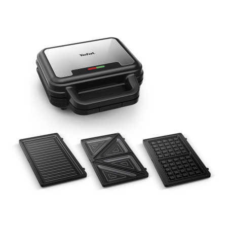 Tefal UltraCompact 3-en-1 Appareil à Gaufres, Sandwichs et Paninis, 3 jeux de plaques inclus, Compact, Rangement Facile, 700 W