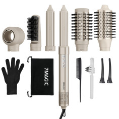 7MAGIC Air Styler 6 en 1, Sèche Cheveux Ionique, Boucleur a Cheveux Automatique, Brosse Soufflante, Brosse Lissante