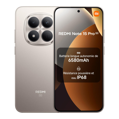 Xiaomi Redmi Note 15 Pro 5G, Smartphone 8+256 Go, Batterie Massive de 6580 mAh, IP66/IP68, Nouvel Appareil Photo 200 MP, écran A