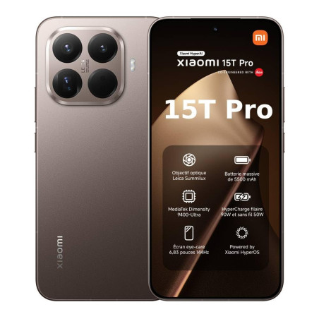 XIAOMI 15T Pro, Smartphone 12 + 512 Go, écran 6,83" 144 Hz avec Protection oculaire, MediaTek Dimensity 9400+