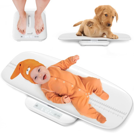 Grownsy Pèse Bébé, Balance Bébé Numérique avec Plateau Amovible, Pèse Animal, Pèse Adulte Jusqu'à 150kg
