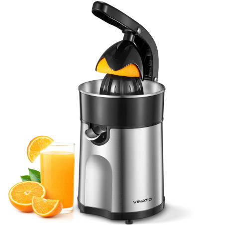 Vinato Presse agrumes électrique, presse-orange électrique avec 2 cônes interchangeables, lavable au lave-vaisselle, sans BPA, P