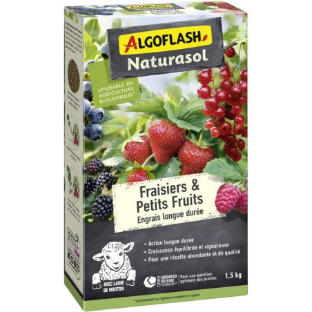 Engrais fraisiers et petits fruits - Longue durée - 1,5 kg - UAB - ALGOFLASH NATURASOL