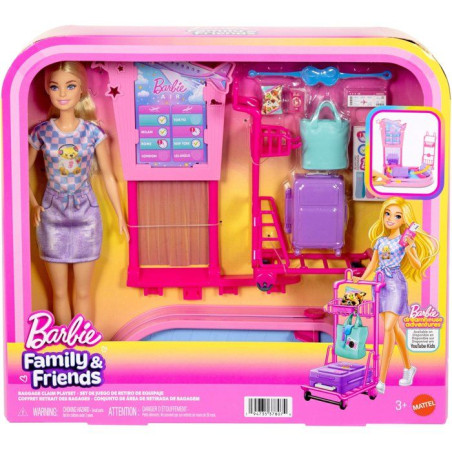 Playset - BARBIE - Arrivée bagage JMJ49 - Poupée incluse - Tapis roulant - Accessoires