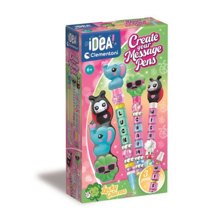 Crée tes Stylos - Clementoni - Mini atelier des Stylos - Coffret Lucky Charms - 3 Stylos inclus et accessoires - Des 6 ans