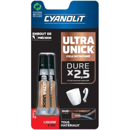 Colle universelle instantanée - CYANOLIT - ULTRA UNICK - 2x3 g - Ultra-rapide - Polyvalente