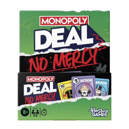 Monopoly Deal No Mercy, Pas de quartier, Jeu de cartes rapide 15 min, Hasbro Games, Des 8 ans