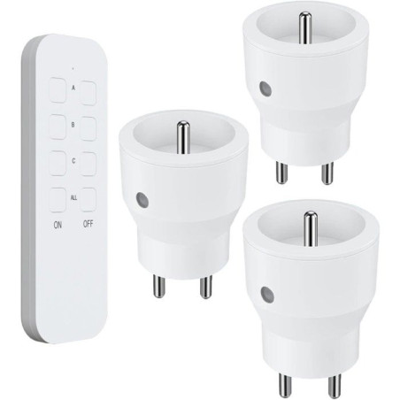 Lot 3 prises intérieur télécommandées - KYF - 2300W - Inclus télécommande