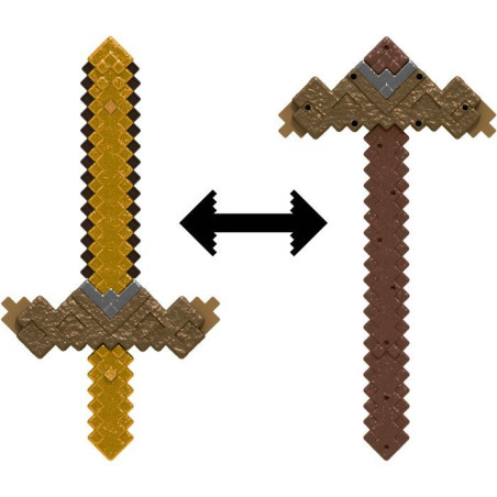 Accessoire jeu de rôle - MINECRAFT MATTEL - Épée pioche 2 en 1 - Transformation - Fonction bouton