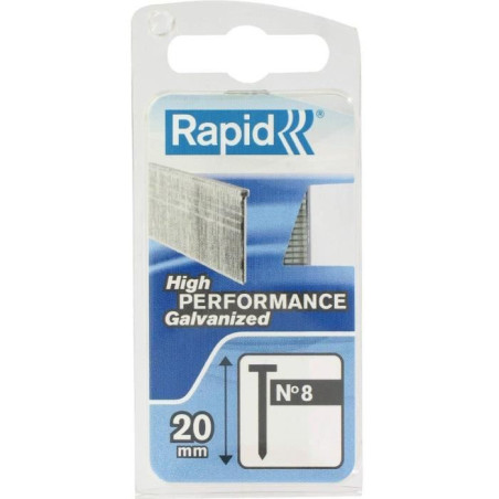 Clous galvanisés RAPID N°8/20 mm - Fil fin - Idéal pour la finition - Gris