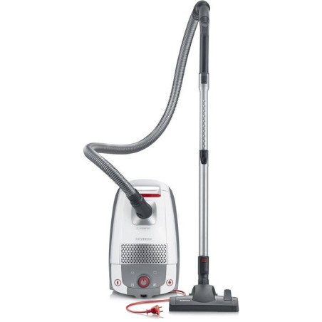 SEVERIN BC7047- Aspirateur traineau avec sac - 850 W - 4 L - 74 dB - Silencieux - Blanc / Rouge