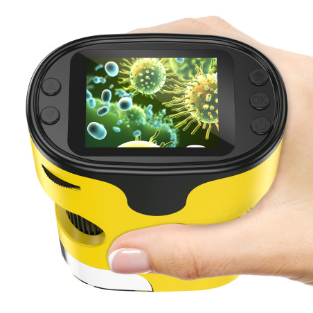 Microscope de poche numérique pour enfant - écran 4K - 1000x ZOOM Jaune