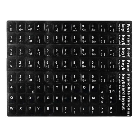 LOT de 5 pièces AUTOCOLLANTS pour clavier ultra-fines, Autocollants français haute transparence anti-poussière, avec en let