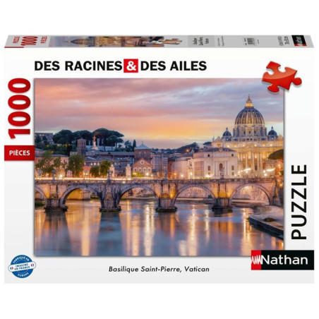 Puzzle 1000 pieces - RAVENSBURGER - 12001821 - Basilique Saint-Pierre (Vatican) - Panorama au crépuscule - Architecture