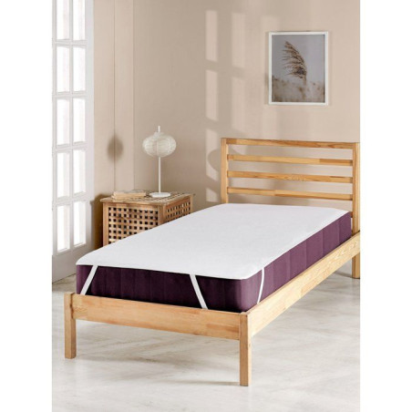 Protege-matelas - Mansion - Pour lit 1 personne - 90 x 200 cm - 100 % Coton - Blanc