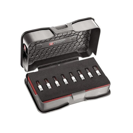 Coffret de douilles OGV GRIP - FACOM - 8 pieces - Hexagonal - Chrome brillant - 2 a 8 mm