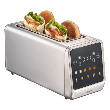 Yabano Grille-pain Numérique 4 Tranches à Grand écran Tactile, 2 Fentes | 5 programmes visuels, 6 niveaux de dorage, compte a re