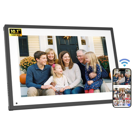 Cadre photo numérique 10.1 Pouces, 1280 x 800 HD écran tactile WiFi avec 32Go