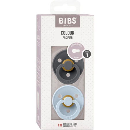 Sucette bébé - BIBS - Colour - Embout rond - Pack de 2 - Caoutchouc naturel - Taille 1 Iron Blush