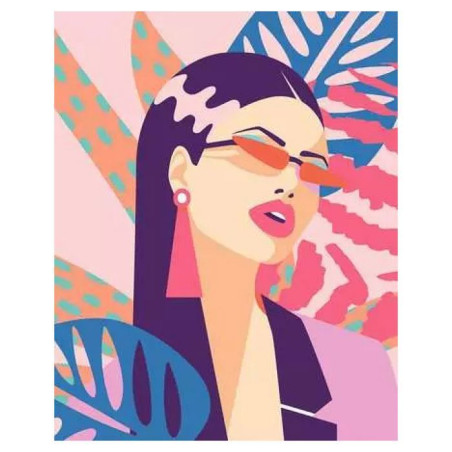 Peinture par numéros - RAVENSBURGER - Neon Diva - 24 x 30 cm - Couleurs pop néon - Matériaux FSC/recyclés