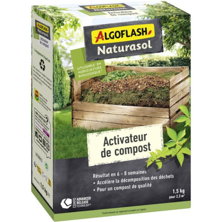 Activateur de compost - Résultat en 6-8 semaines - 1,5 kg pour 2,3m² - ALGOFLASH NATURASOL