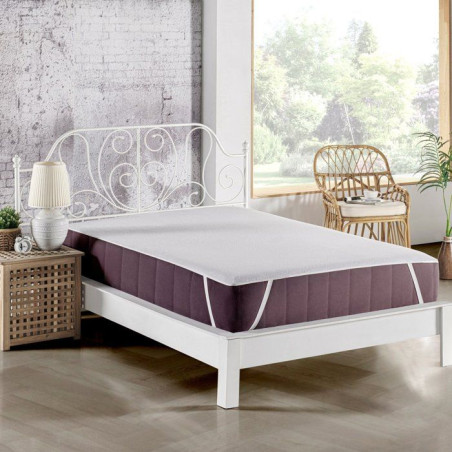 Protege-matelas - Mansion - Pour lit 2 personnes - 160 x 200 cm - 100 % Coton - Blanc