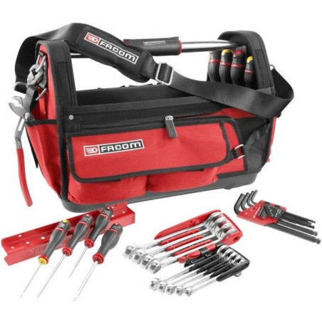 Boîte textile Probag + 28 outils FACOM - BS.T20CM1PB - 8 tournevis + 10 clés mixtes + 9 clés mâles + 1 pince multiprise gaî