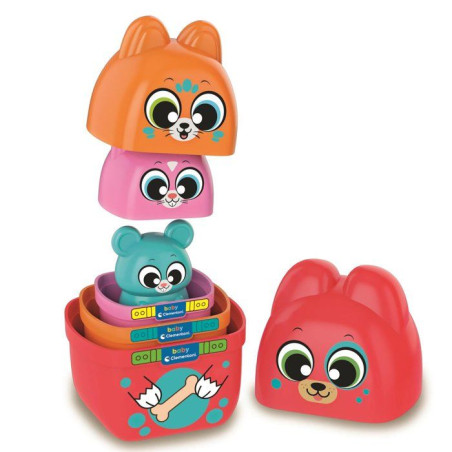 Boîtes gigognes - Clementoni - 4 boîtes gigones en forme d'animaux - Chien, Chat, Lapin et Souris - Des 18 mois