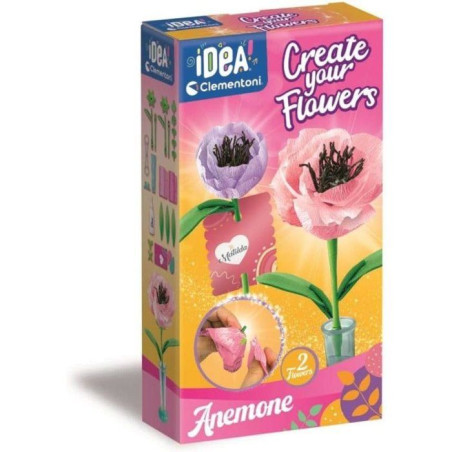 Crée tes fleurs - Anémone - Clementoni - Coffret de 2 fleurs a assembler et personnaliser - a partir de 8 ans