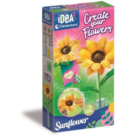 Crée tes fleurs - Tournesol - Clementoni - Coffret de 2 fleurs a assembler et personnaliser - a partir de 8 ans