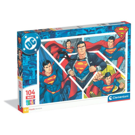 Clementoni - Superman - Puzzles 104 Pieces - Maxi Super Color - Puzzle enfant - Des 4 ans - 45x62cm