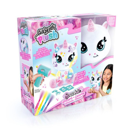 Licorne Pailletée – Avec spray électronique, feutres et pochoirs – AIR 088-Canal Toys – Airbrush Plush