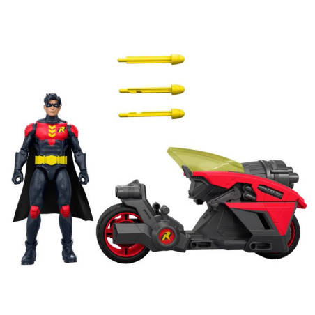 Figurine et véhicule - DC Premier - Robin 16,5 cm avec Moto Jet - Triple canon lance-projectiles - Des 4 ans