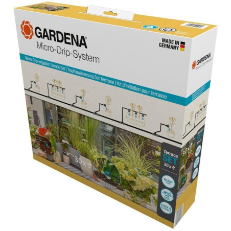 Kit d'initiation arrosage - GARDENA - Terrasse - Jusqu'a 30 plantes - Installation facile